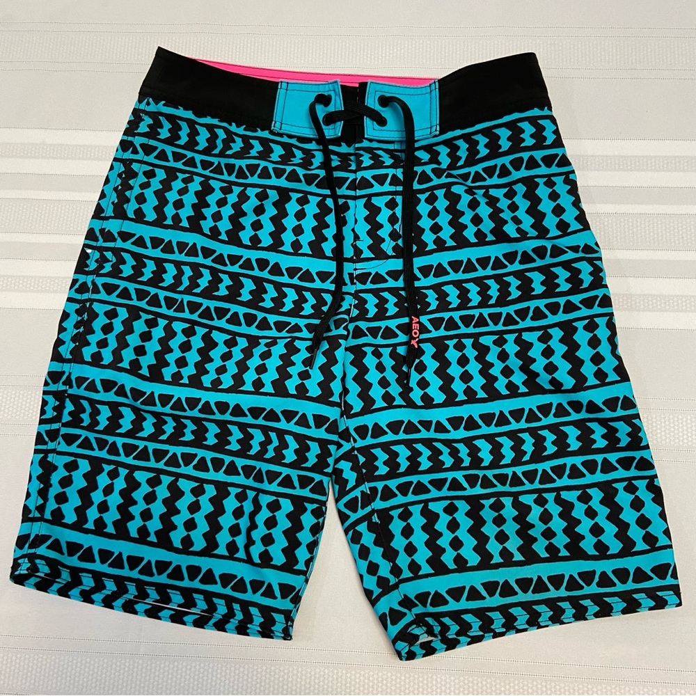 American Eagle Outfitters AEO Mens Blue Board Tribal Swim Trunks- Size XS